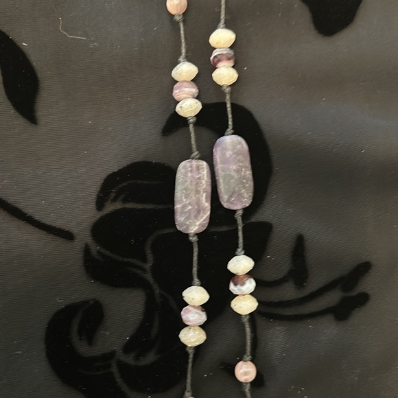 J.Jill Purple Stone Station Necklace Cord Adjustable - Picture 3 of 7